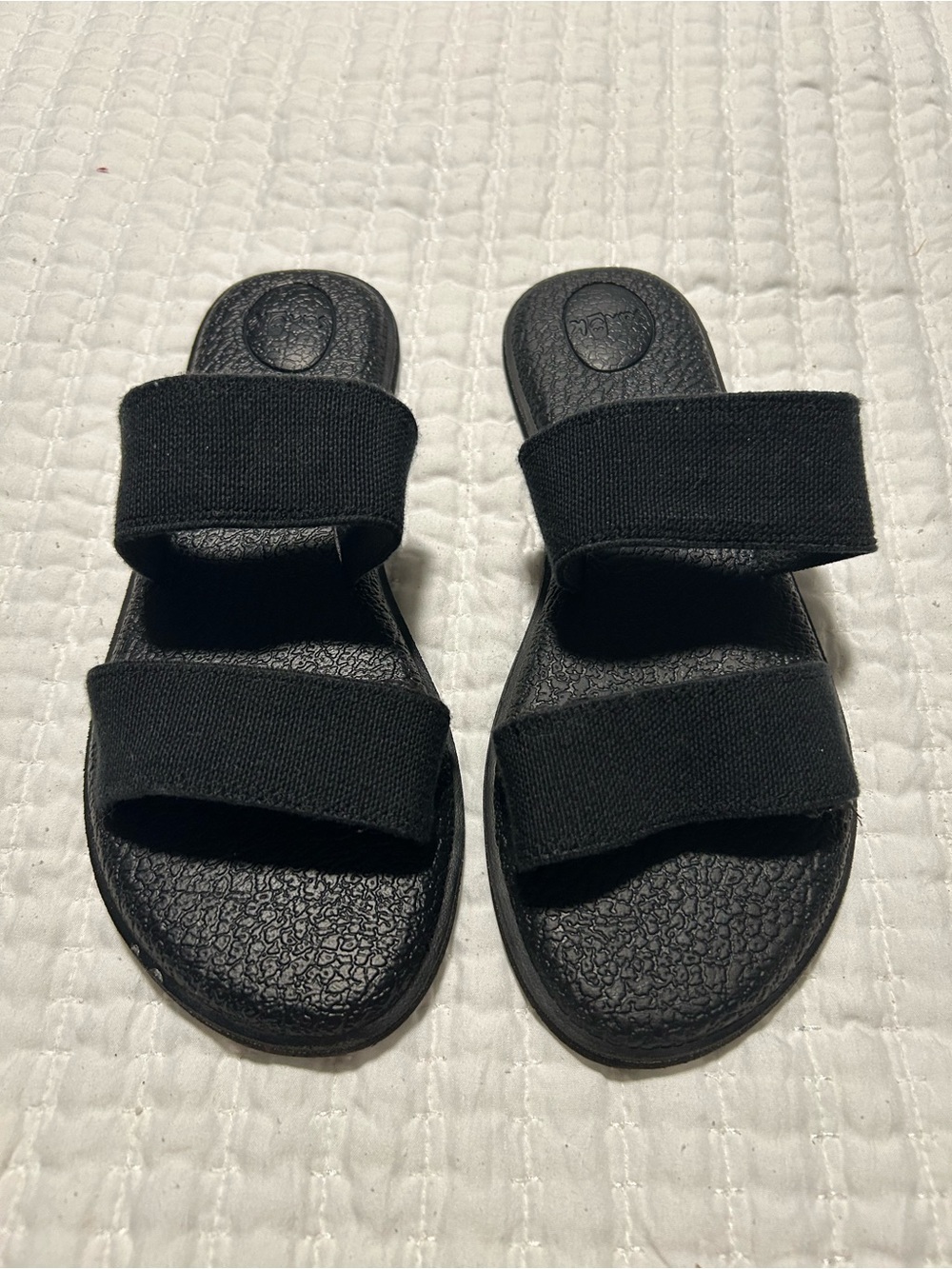 Sanük Black Double Strap Yoga Slide Sandals